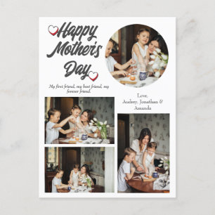 Postal Festiva Día personalizado de la madre, collage de cuatro f