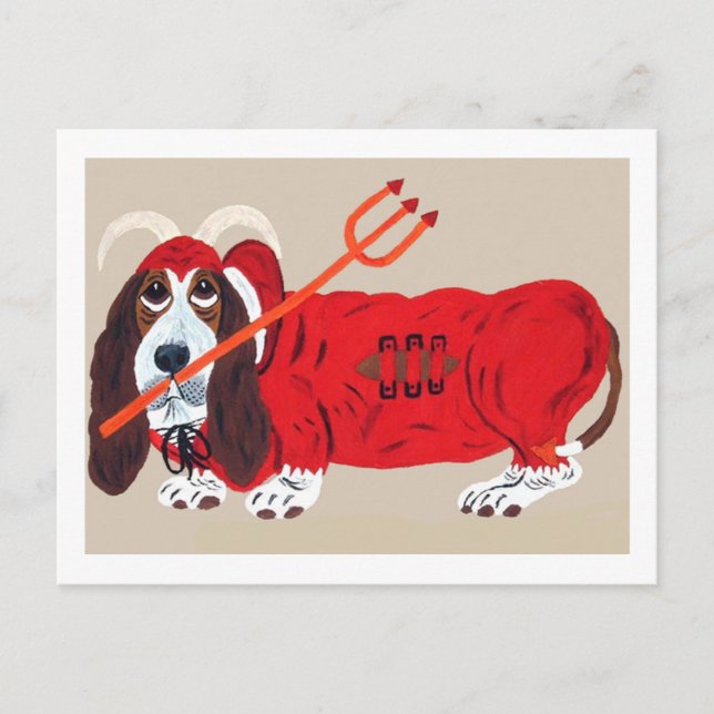 Postal Festiva Diablo Basset Hound (Anverso)