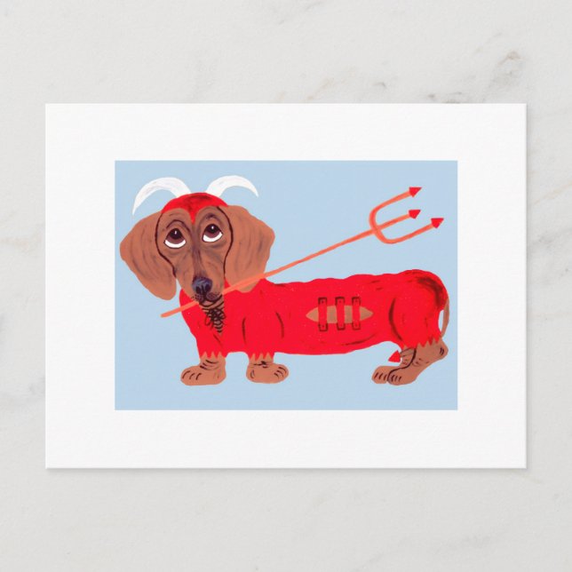 Postal Festiva Diablo Dachshund (Anverso)