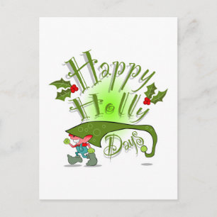 Postal Festiva Días felices del acebo