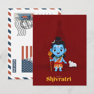 Postal Festiva Dibujo animado lindo del señor shiva y nandi para 