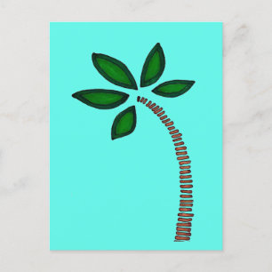 Postal Festiva Dibujo de la palmera arcoiris con fondo azul