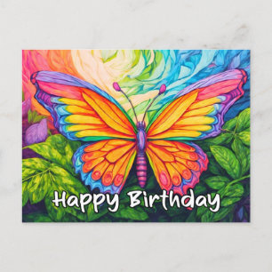 Postal Festiva Dibujo de mariposa abstracta de cumpleaños feliz