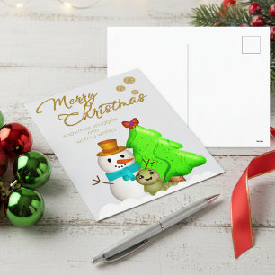 Postal Festiva Dibujo de Personaje Navideño Adorable