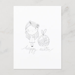 Postal Festiva Dibujo de tinta feliz de Pascua