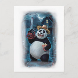 Postal Festiva Dibujo divertido de panda de terror sobre un fondo