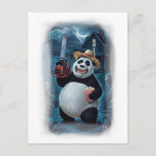 Postal Festiva Dibujo divertido de panda de terror sobre un fondo