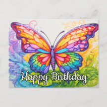 Dibujo feliz cumpleaños de mariposa retro