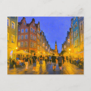 Postal Festiva Dibujo pastel de la vista de la puerta de la ciuda