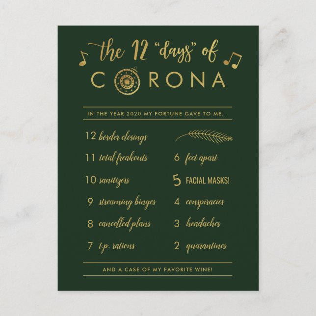 Postal Festiva Diez divertidos días de Corona | Navidades de oro  (Anverso)