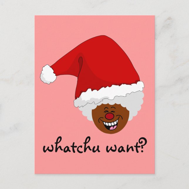 Postal Festiva Dile a Black Santa lo que quieres a los Navidades (Anverso)