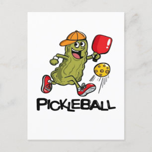 Postal Festiva Dill gracioso jugando pickleball 
