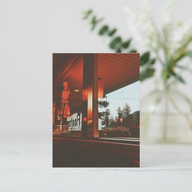 Postal Festiva Diner retro en el noroeste del Pacífico (Anverso de pie)