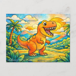 Postal Festiva Dinosauritos Lindos Coloridos para Niños