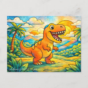 Postal Festiva Dinosauritos Lindos Coloridos para Niños