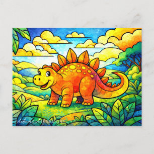 Postal Festiva Dinosauritos Lindos Coloridos para Niños