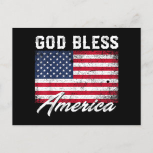 Postal Festiva Dios bendiga a Estados Unidos Bandera de Estados U