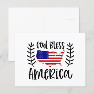 Postal Festiva Dios bendiga a Estados Unidos patriótico