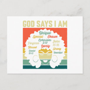 Postal Festiva Dios dice que soy especial único elegido - Melanin