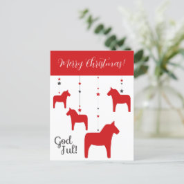 Postal Festiva ¡Dios personalizado jul! Navidades Dala Horse