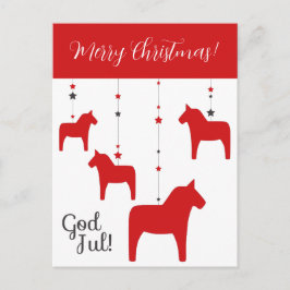 Postal Festiva ¡Dios personalizado jul! Navidades Dala Horse