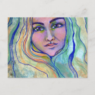 Postal Festiva Diosa del mar de fondo