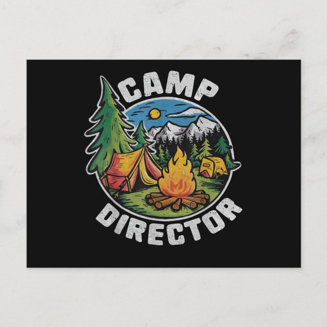 Postal Festiva Director de campamento retro camping campamento de (Anverso)