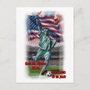 Postal Festiva Diseño Colorido de la Estatua de la Libertad en un