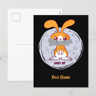 Postal Festiva Diseño cómico sarcástico y gracioso en conejo