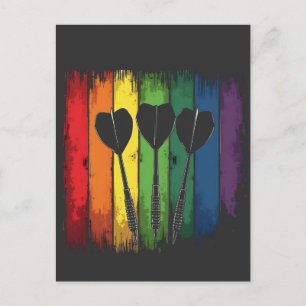 Postal Festiva Diseño de dardo vintage con colores LGBTQ Vintage 