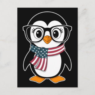 Postal Festiva Diseño de dibujos animados emocionales de pingüino