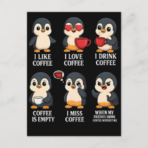 Postal Festiva Diseño de dibujos animados emocionales de pingüino