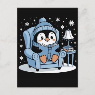 Postal Festiva Diseño de dibujos animados emocionales de pingüino