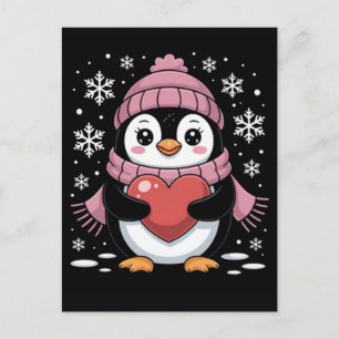 Postal Festiva Diseño de dibujos animados emocionales de pingüino
