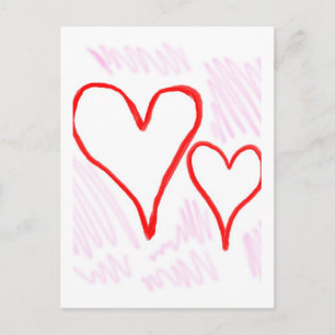 Postal Festiva Diseño de dos corazones rojos, amor o San Valentín