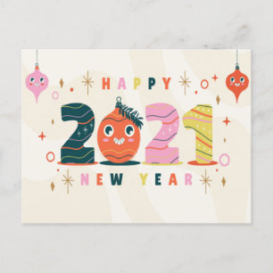 POSTAL FESTIVA DISEÑO DE ILUSTRACIONES PARA EL AÑO NUEVO 2021