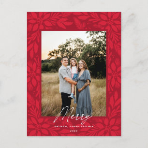 Postal Festiva Diseño de los Navidades de la Poinsettia Roja