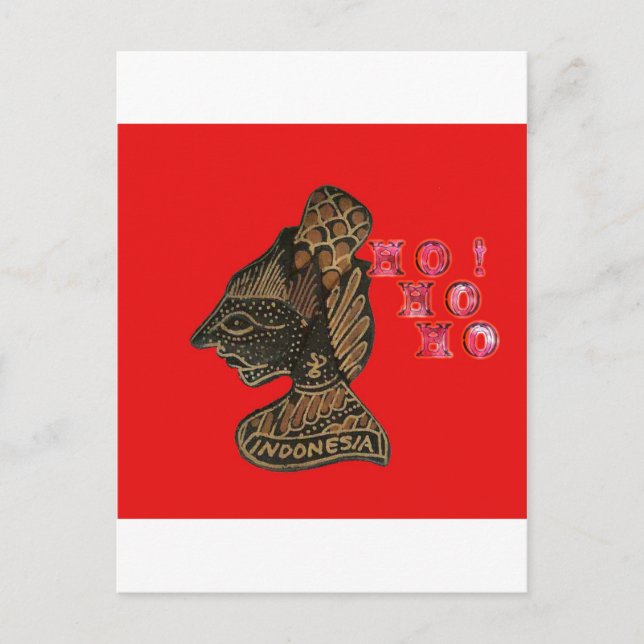Postal Festiva Diseño de marioneta en la sombra indonesia Hohoho  (Anverso)