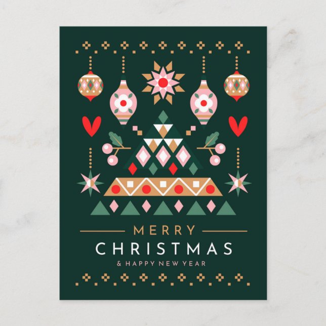 Postal Festiva Diseño de Navidades escandinavos (Anverso)
