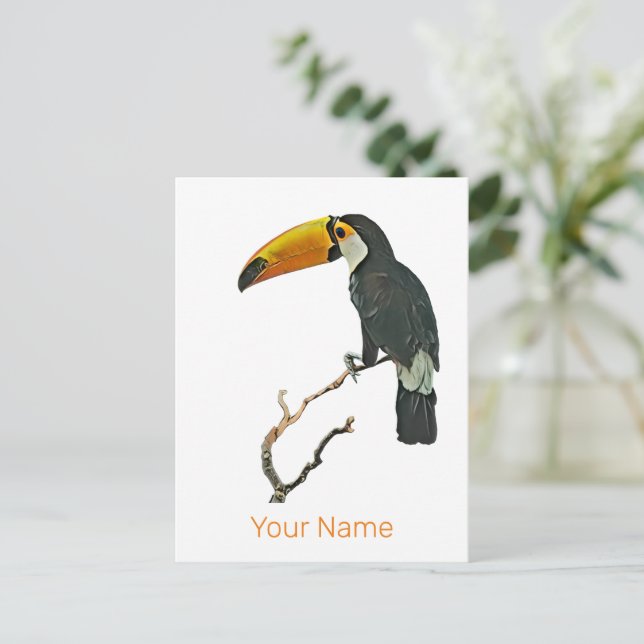 Postal Festiva Diseño de pájaros tropicales para animales con ret (Anverso de pie)