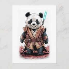 Postal Festiva Diseño de Panda Lindo y Divertido en Blanco