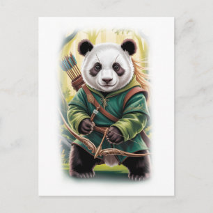 Postal Festiva Diseño de película de panda divertido en blanco