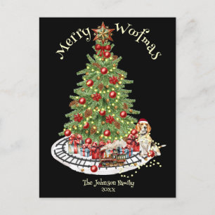 Postal Festiva Diseño de perro Feliz Woofmas - Beagle