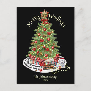 Postal Festiva Diseño de perro Feliz Woofmas - Bichon Frise
