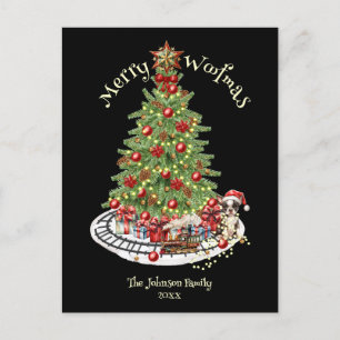 Postal Festiva Diseño de perro Feliz Woofmas - Boston Terrier