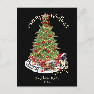 Postal Festiva Diseño de perro Feliz Woofmas - Boxer