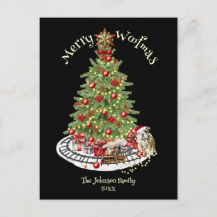 Postal Festiva Diseño de perro Feliz Woofmas - Bulldog inglés