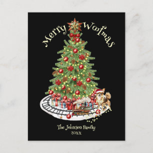 Postal Festiva Diseño de perro Feliz Woofmas - Chihuahua