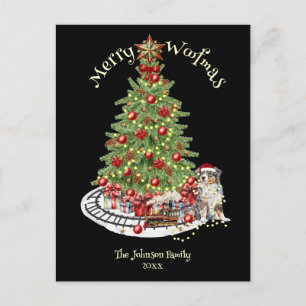 Postal Festiva Diseño de perro Feliz Woofmas - Pastor Australiano