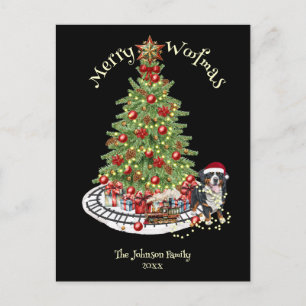Postal Festiva Diseño de perro Feliz Woofmas - Perro de montaña b
